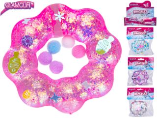 Obrázek z Náramek strečový 8,5cm s flitry a doplňky, 4dr (12) 